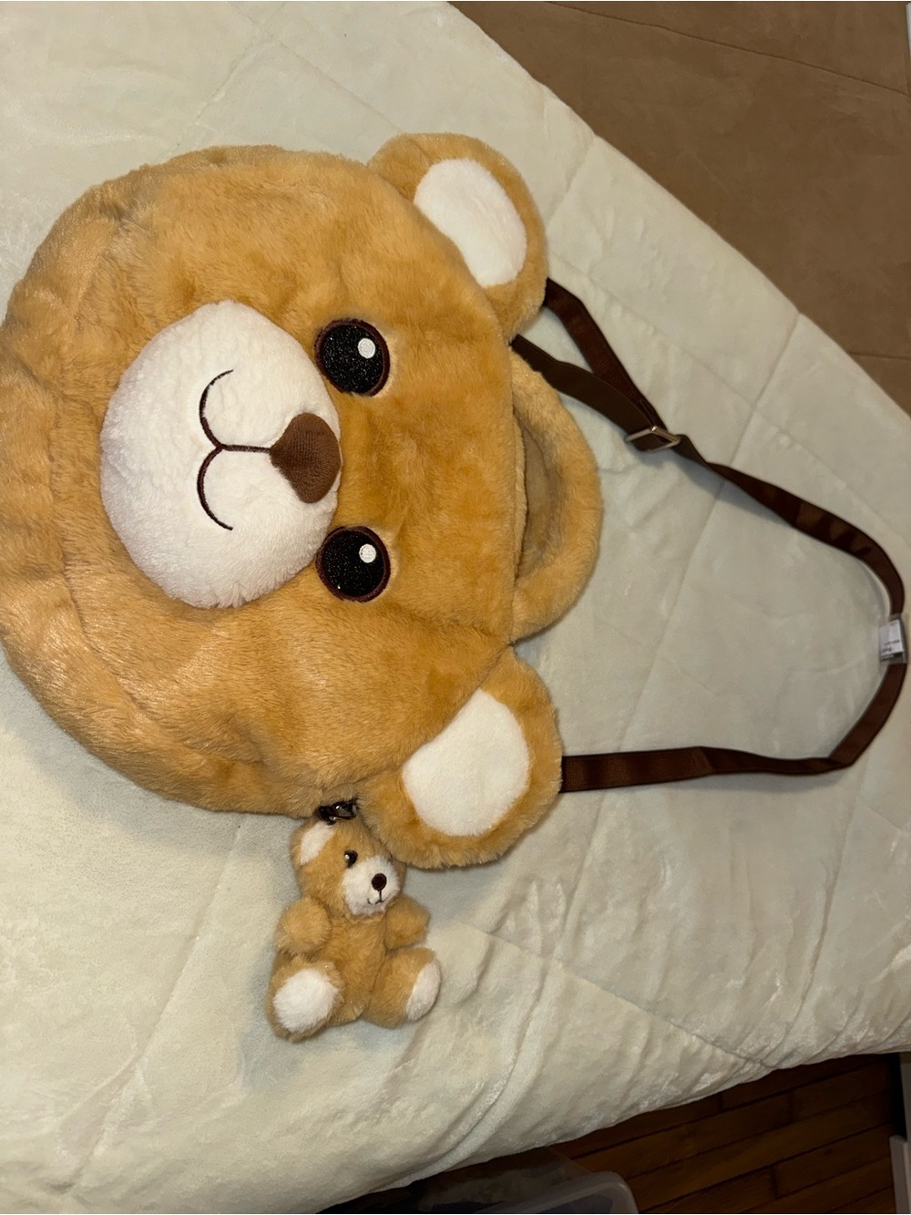 Plush Teddy Bear Crossbody Bag for Kids - Brown